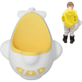 Pisoar pentru Baieti, Vivimall, 0-8 Ani, in Forma de Avion, Perie Inclusa, Montare pe Perete, Carlig Autoadeziv Inclus, 29 x 33.5 cm, Alb/Galben - vivimall.ro