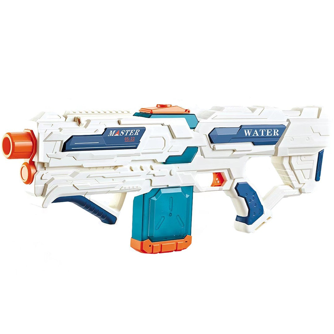 Pistol cu Apa pentru Copii 14+ ani, Vivimall, Rezervor 600ml, cu baterie 1200mAh, Electric Burst, Alb/Albastru - vivimall.ro