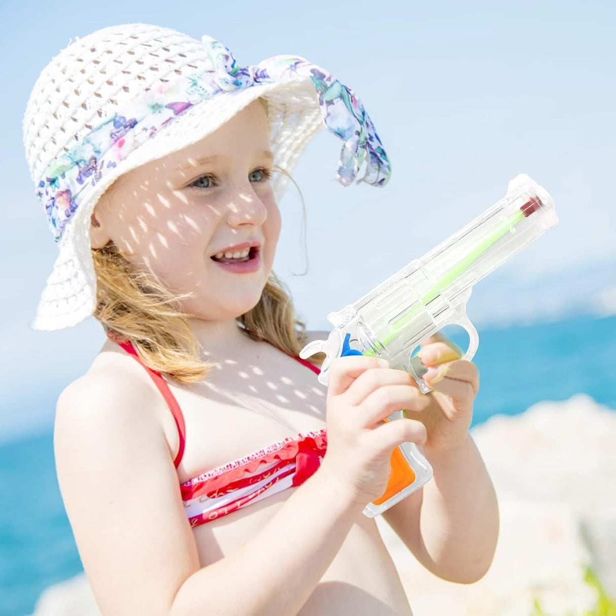 Pistol cu Apa, Vivimall, pentru Copii, din Plastic, 16 x 5 x 2 cm, Transparent/Albastru - vivimall.ro