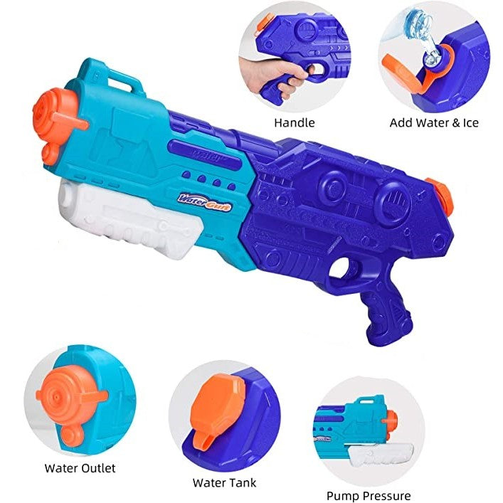 Pistol cu Apa pentru Copii, Rezervor de 1500 ml, Maner de transport, Pentru Piscina/Plaja, Vivimall, 3 ani+, Bleumarin, Lungime 44 cm - vivimall.ro