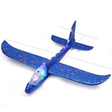 Pistol cu Lansator de Avion, Vivimall, din Polistiren+Plastic, +3 Ani, Avion 38 cm, Lansare 10 m, cu Lumini si Roti, Rosu/Albastru - vivimall.ro