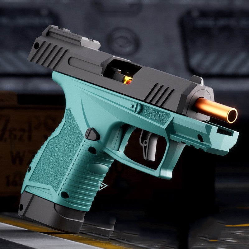 Pistol de jucarie GX4 cu Ejectie, Vivimall, de Explozie de buzunar, Makara BLOWBACK, Gloante Moi pentru Copii, 15 x 13 x 3.5 cm, Negru Verde - vivimall.ro