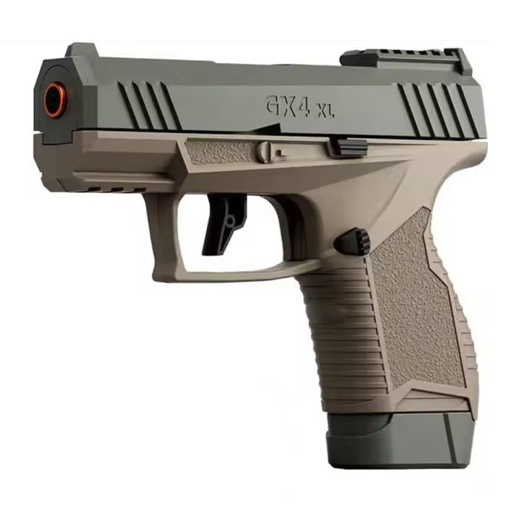 Pistol de jucarie GX4 cu Ejectie, Vivimall, de Explozie de buzunar, Makara BLOWBACK, Gloante Moi pentru Copii, 15 x 13 x 3.5 cm, Negru Maro - vivimall.ro