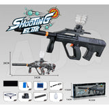 Mitraliera de jucarie electrica Vivimall cu bile de hidrogen de gel, gun bluster, tragere in rafala, varsta peste 6 ani, ochelari de protectie, 5000 de bile incluse, cablu de incarcare, 28x31 cm, AUG, negru/gri - vivimall.ro