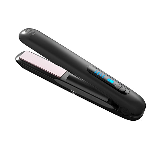 Placa de Par fara Fir, Vivimall, Adaptor Tip C, 4 Trepte de Temperatura, Tensiune 5V, Capacitate Baterie 5000 mAh, Indreptat, Ondulat, 23.5x3.3x4.5 cm, Negru - vivimall.ro