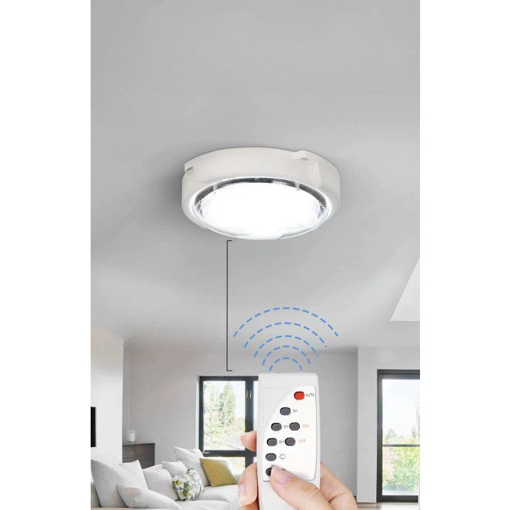 Plafoniera Solara, 30W, Diametru 145Mm, Cu Telecomanda, Lungime Prelungitor 4.6 M, Alb Rece - vivimall.ro