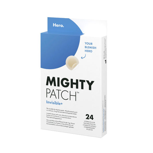Plasturi hidrocoloidali anti acnee Hero Mighty Patch Invisible+ pentru tratarea coșurilor cu puncte albe, 24 bucăți - vivimall.ro