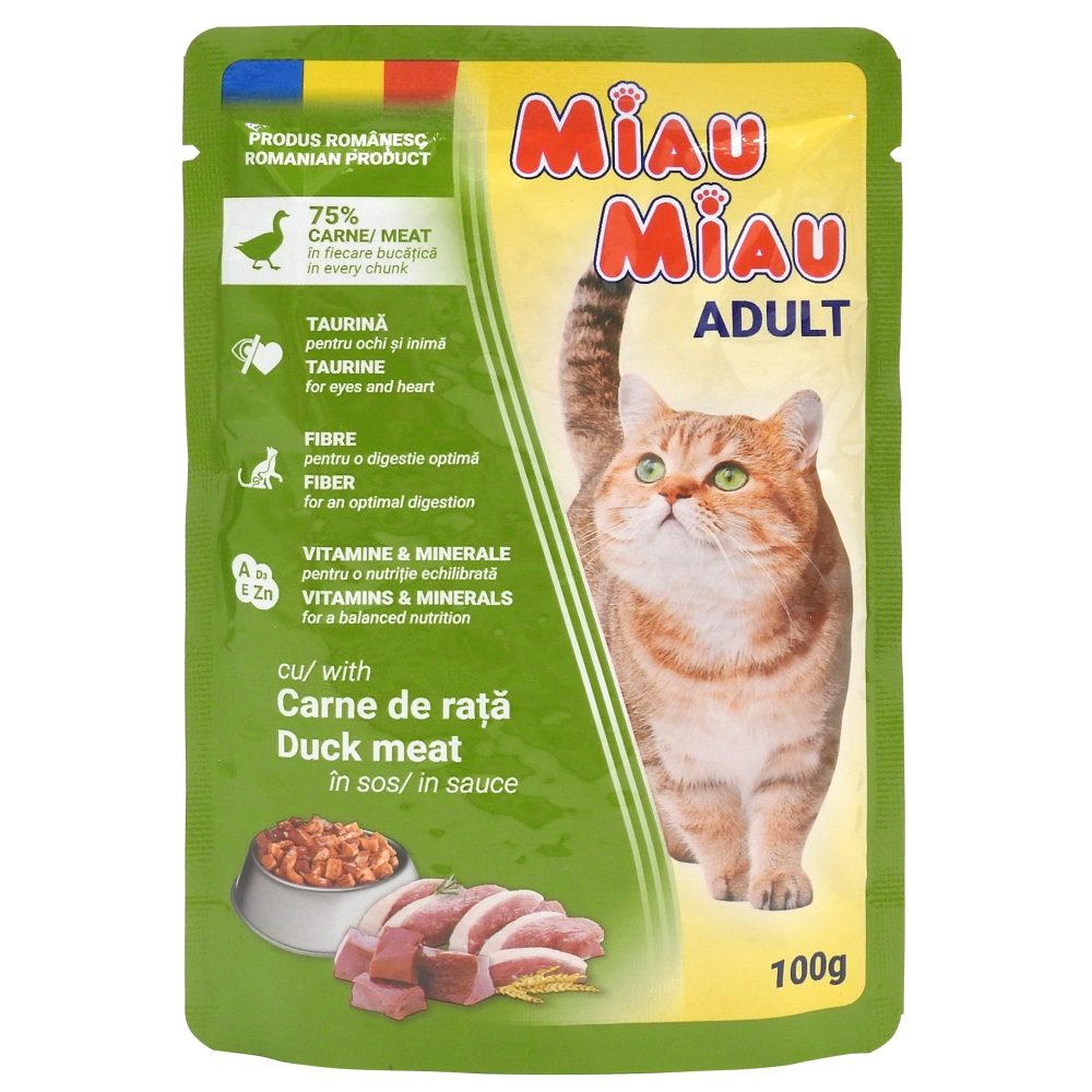 Tasak, Miau Miau Macskaeledel Szószban, 100 g Kacsa