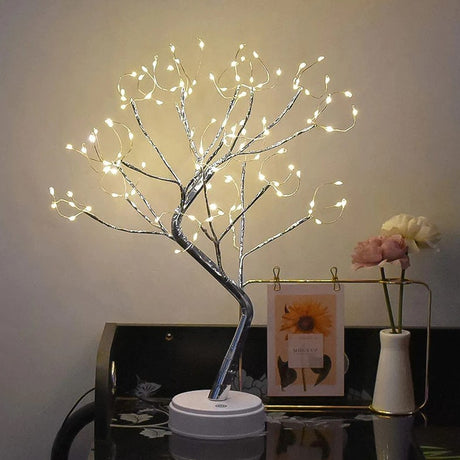 Dekoratív, világító karácsonyfa, beltéri/kültéri használatra, elemes + USB-s tápellátású, 108 LED