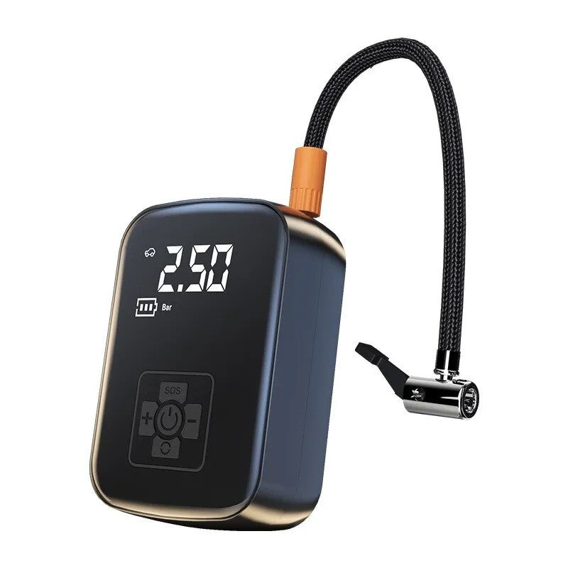 Pompa De Aer Wireless, Portabilă, 150 PSI, Pentru Anvelope Și Mingi, Baterie 2000 mAh, Afișaj Digital, 12,7 x 8,5 cm, Negru - vivimall.ro