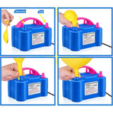 Pompa Electrica Pentru Umflat Baloane, 600 W, Doua Capete de Umflat, din Plastic, 19.5 x 14 x 13 cm, Albastru/Roz - vivimall.ro
