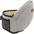 Port-bebe ergonomic gri cu suport scaun, vedere frontală, bumbac respirabil, pentru bebeluși 0-36 luni
