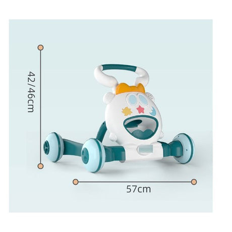 Premergator pentru copii Vivimall, pliabil, viteza ajustabila, maner antialunecare, cu lumini si muzica, 46 x 57 cm, loc depozitare jucarii, inaltime ajustabila, albastru - vivimall.ro