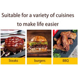 Presa Manuala pentru Carne, Vivimall, din Aliaj de Aluminiu, Maner din Lemn, Presa pentru Burgeri, Usor de Curatat si Folosit, Patrata, 16x16x6 cm, Gri - vivimall.ro