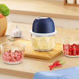 Tocator Electric pentru Bucatarie, Vivimall, Model Presa Electrica pentru Legume Fructe Carne Umpluturi Sosuri, Otel Inoxidabil, 14 x 10.5 x 10.5 cm, 350 ml, Albastru Inchis - vivimall.ro