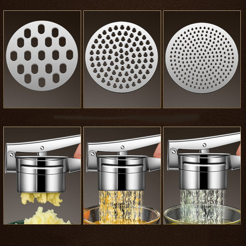 Presa Storcator pentru Fructe si Legume, Vivimall, Zdrobitor Manual, Inox, 3 Discuri Interschimbabile, Usor de Stors si de Curatat, Ergonomic, 26.5 x 9.8 x 9.5 cm Argintiu - vivimall.ro