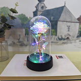 Trandafir in Cupola, Vivimall, cu Lumina Led Multicolora, Baterii, 8.5 x 15 cm, Auriu - vivimall.ro