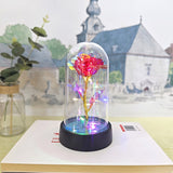 Trandafir in Cupola, Vivimall, cu Lumina Led Multicolora, Baterii, 8.5 x 15 cm, Rosu - vivimall.ro