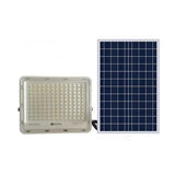 Proiector LED cu Panou Solar Vivimall, Senzor de lumina Waterproof, 100W, 23x18 cm, suport U inclus, panou afisaj nivel baterie, telecomanda, 220V, Design Modern, Alb - vivimall.ro