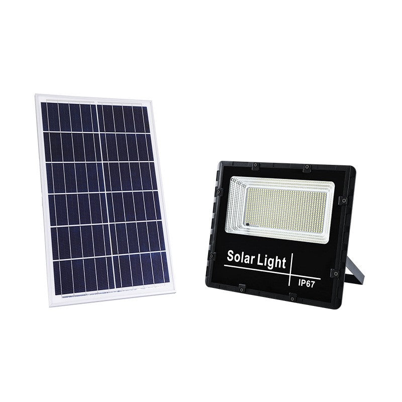 Proiector LED SMD 65W cu incarcare solara Vivimall, panou solar, cu telecomanda, suport prindere, material ABS, 3AH, 114 LED-uri, 271Lm, 20x15 cm, negru - vivimall.ro