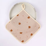 Prosop Absorbant, Vivimall, din Bumbac, 25 x 25 cm, Model Ursuleti, cu Agatatoare, Crem - vivimall.ro