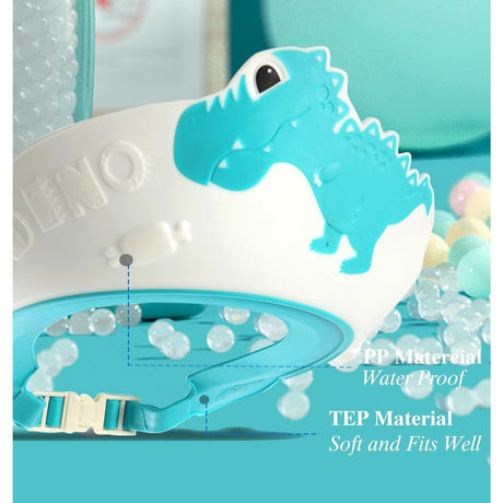 Viziera De Protectie Baie Pentru Copii, Fippy, Model Dinozaur, Dimensiune Ajustabila, Durabil, Usor De Curatat, Impotriva Samponului, Pentru Ochi Si Urechi, Tpe+Pp, 22X21 Cm - vivimall.ro