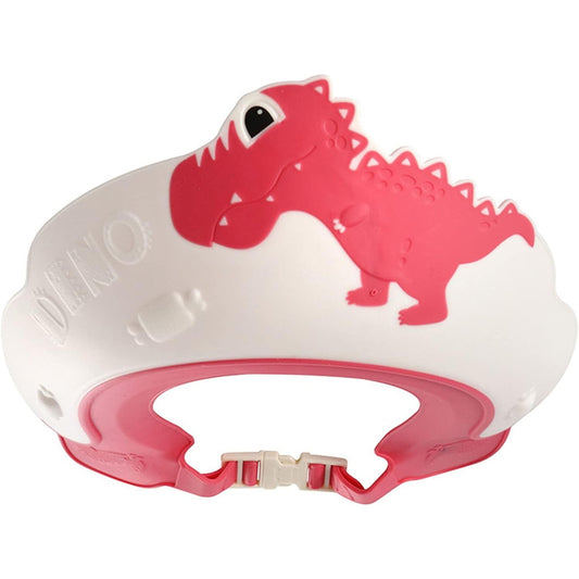 Viziera de Protectie Baie Pentru Copii, Fippy, Model Dinozaur, Dimensiune ajustabila, Durabil, Usor de curatat, Impotriva Samponului, pentru Ochi si Urechi, TPE+PP, 22x21 cm, Rosu - vivimall.ro