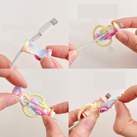 Protectie cablu USB Flippy, din silicon, model 5, multicolor - vivimall.ro