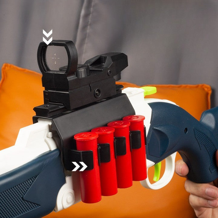 Pusca de Jucarie S686 Ultrarealista, UDL XM1014, Vivimall, Manuala, cu Luneta, 10 de Proiectile din Spuma Moale, 5 Cartuse, 80 cm, 8 ani+, Alb - vivimall.ro