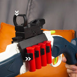 Pusca de Jucarie S686 Ultrarealista, UDL XM1014, Vivimall, Manuala, cu Luneta, 10 de Proiectile din Spuma Moale, 5 Cartuse, 80 cm, 8 ani+, Alb - vivimall.ro