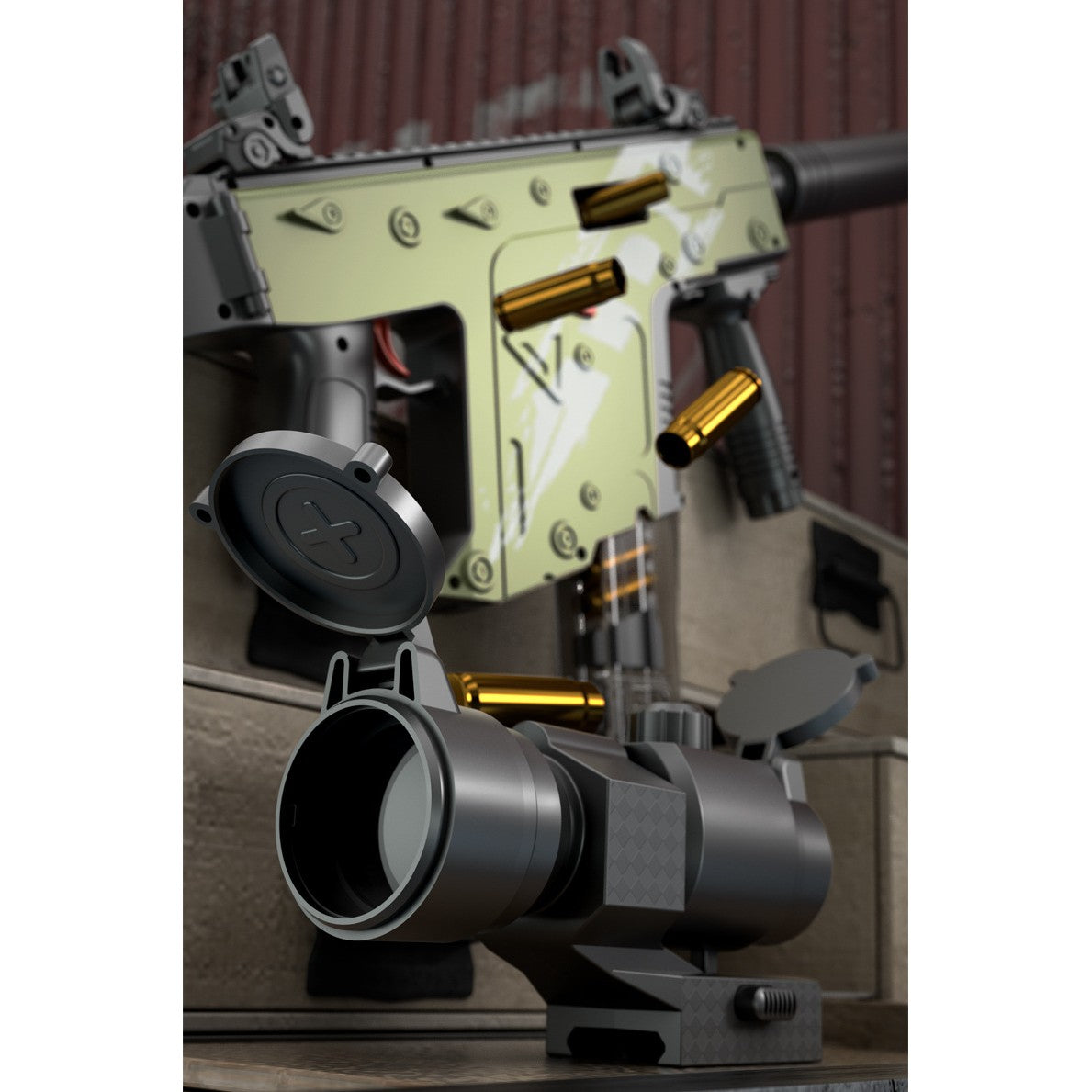 Pusca de Jucarie Cameleon Ultrarealista, Vivimall, cu Luneta, 20 de Proiectile din Spuma Moale, 10 Cartuse, 80 cm, 8 ani+, Verde - vivimall.ro