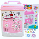 Pusculita pentru Fetite, Vivimall, Pusculita pentru Economii PIGGY BOX, Pusculita Simpla cu Key Access, 17 x 11.5 x 10 cm, 400 gr, Alb Roz - vivimall.ro