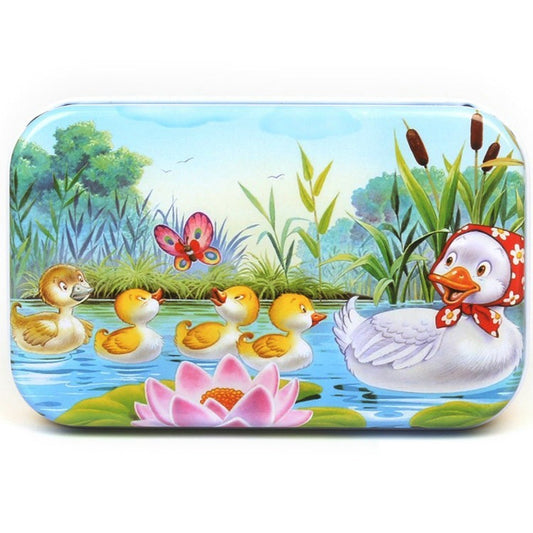 Puzzle 60 de Piese din Lemn in Cutie Metalica, Vivimall, Model Ratuste, Educativ, Dezvoltare Abilitati Cognitive, pentru Prescolari, 22.5x13.5 cm, Multicolor - vivimall.ro