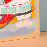 Puzzle Montessori din Lemn pentru Copii, Vivimall, 3D, 0-3 Ani, Model Avion, Educativ, Intuitiv, Creativ, 6 Piese, 15x15x0.5 cm, Multicolor - vivimall.ro