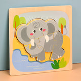 Puzzle Montessori din Lemn pentru Copii, Vivimall, 3D, 0-3 Ani, Model Elefant, Educativ, Intuitiv, Creativ, 4 Piese, 15x15x0.5 cm, Multicolor - vivimall.ro