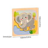 Puzzle Montessori din Lemn pentru Copii, Vivimall, 3D, 0-3 Ani, Model Elefant, Educativ, Intuitiv, Creativ, 4 Piese, 15x15x0.5 cm, Multicolor - vivimall.ro