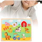 Puzzle Montessori din Lemn pentru Copii, Vivimall, 3D, 0-3 Ani, Model Ferma, Educativ, Intuitiv, Creativ, 9 Piese, 30x22.5x0.8 cm, Multicolor