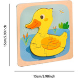 Puzzle Montessori din Lemn pentru Copii, Vivimall, 3D, 0-3 Ani, Model Ratusca, Educativ, Intuitiv, Creativ, 5 Piese, 15x15x0.5 cm, Multicolor - vivimall.ro