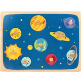 Puzzle Montessori din Lemn pentru Copii, Vivimall, 3D, 0-3 Ani, Model Sistemul Solar, Educativ, Intuitiv, Creativ, 9 Piese, 30x22.5x0.8 cm, Multicolor - vivimall.ro