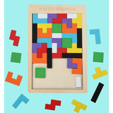 Puzzle Montessori, Vivimall, din Lemn, Tip Tetris, +36 Luni, Forme Neregulate, 40 Piese, 26.5 x 17.7 cm, Multicolor - vivimall.ro