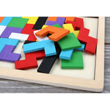 Puzzle Montessori, Vivimall, din Lemn, Tip Tetris, +36 Luni, Forme Neregulate, 40 Piese, 26.5 x 17.7 cm, Multicolor - vivimall.ro