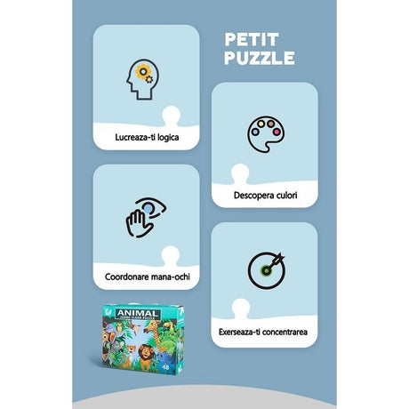 Puzzle pentru copii, jungla cu animale, 48 de piese - vivimall.ro