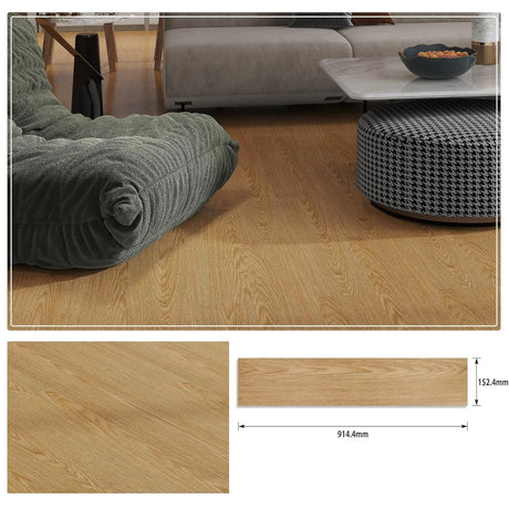 Set 36 Placi Autoadezive pentru Pardoseala, Flippy, din PVC, Impermeabil, Ignifug, Usor de Curatat, Dimensiune Placa 91.44 x 15.24 cm, Grosime 1.5 mm, Acoperire 5 m2, Model 12, Crem - vivimall.ro