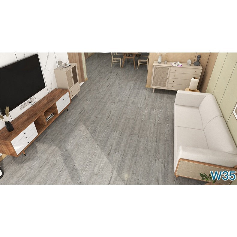 Set 36 Placi Autoadezive pentru Pardoseala, Flippy, din PVC, Impermeabil, Ignifug, Usor de Curatat, Dimensiune Placa 91.44 x 15.24 cm, Grosime 1.5 mm, Acoperire 5 m2, Model 3, Gri - vivimall.ro