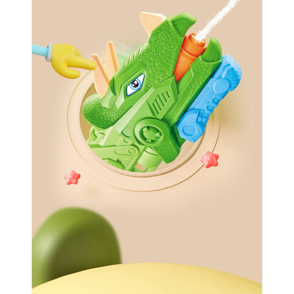 Pistol cu Apa pentru Copii, Rezervor, Pentru Piscina/Plaja, Vivimall, 6ani+, Triceratops, 3 duze, Verde, 1330ML - vivimall.ro