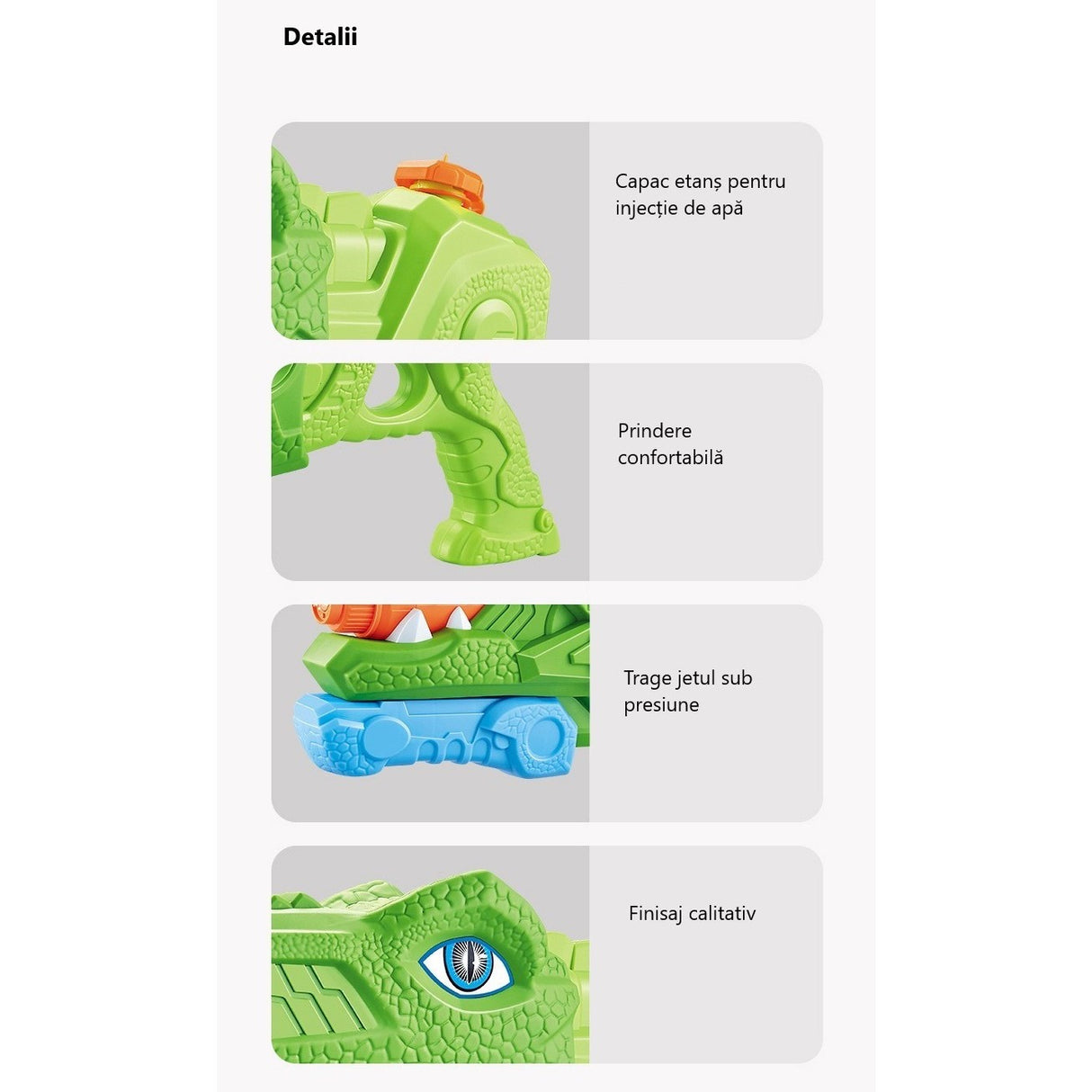 Set 2x Pistol cu Apa pentru Copii, Rezervor, Pentru Piscina/Plaja, Vivimall, 6ani+, Tiranozaur,  Roz + Verde,660 ML - vivimall.ro