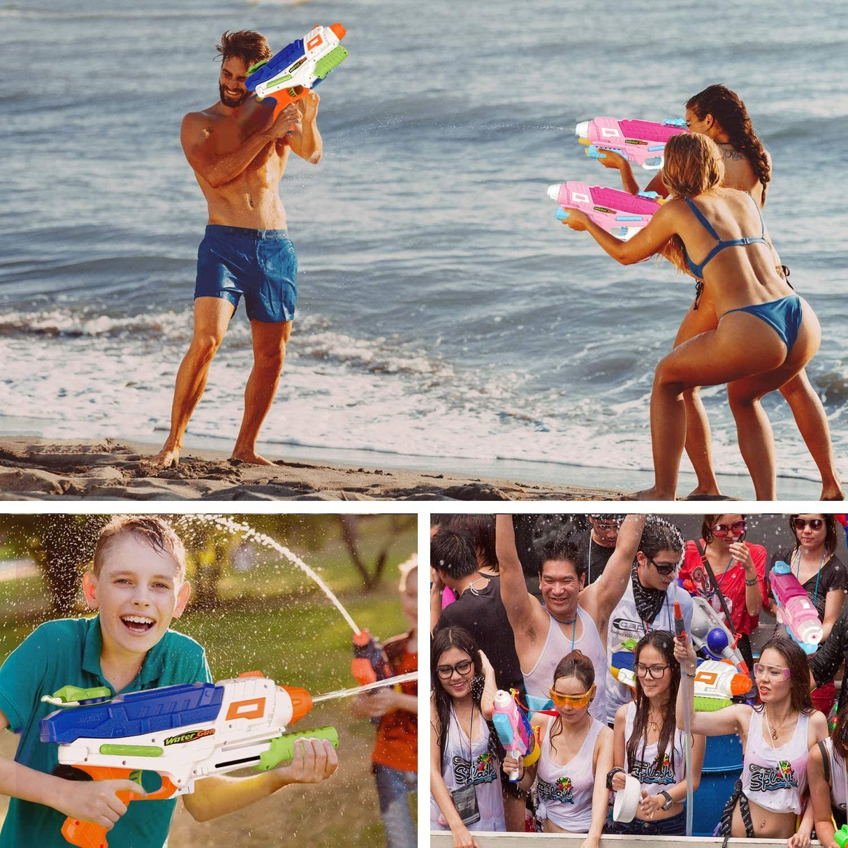 Set 2x Pistol cu Apa pentru Copii, Rezervor, Pentru Piscina/Plaja, Vivimall, 6ani+, Roz + Albastru, 600 ML - vivimall.ro