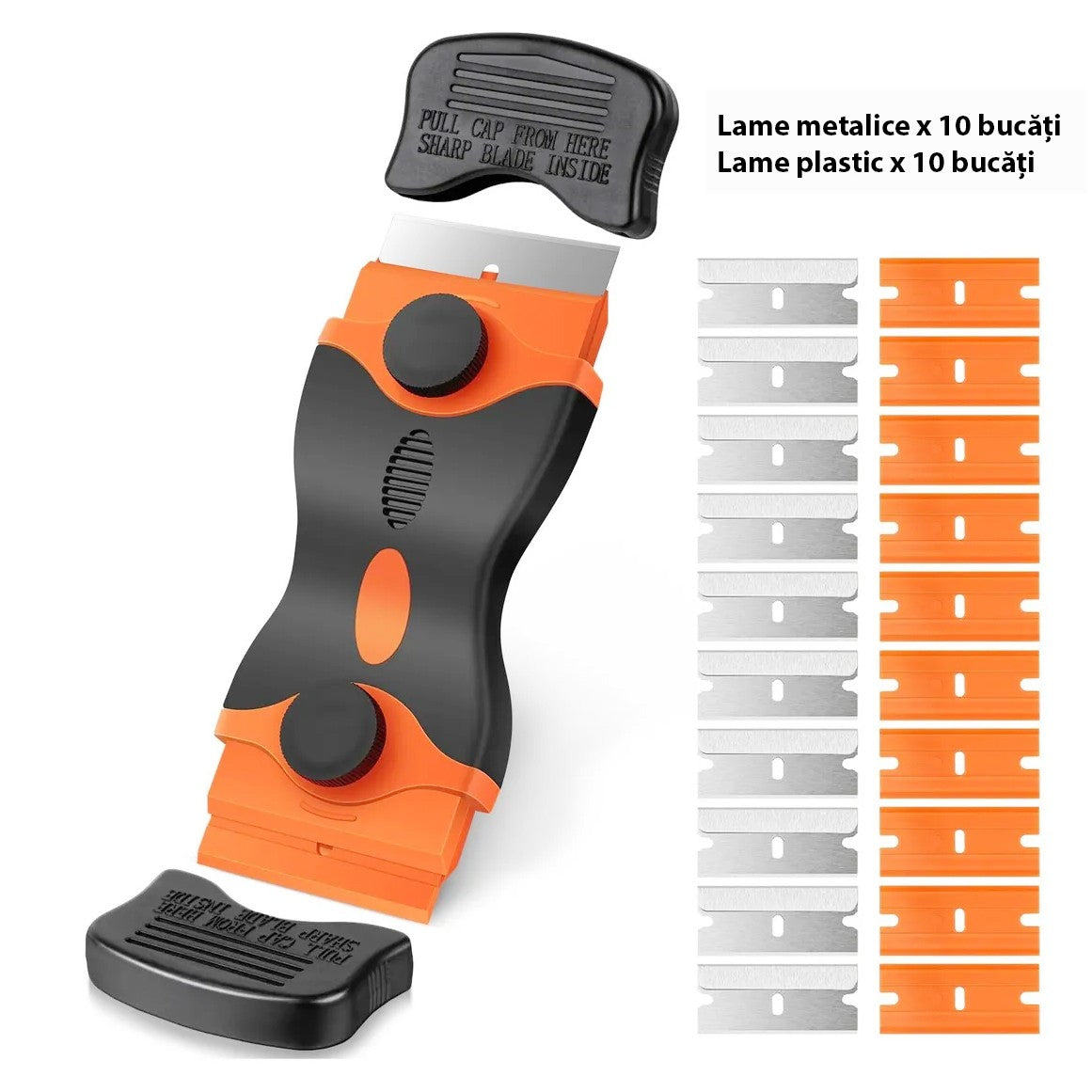 Lame metalice și plastic interschimbabile incluse în setul racleta Flippy, 10+10 bucăți