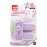 Radiera, Vivimall, Model Labuta de Pisica, cu 2 Rezerve, Reglare Pull-Push, din Cauciuc, Mov - vivimall.ro