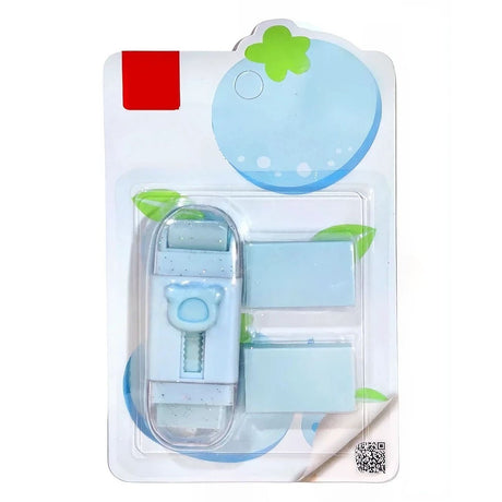 Radiera Retractabila, Flippy, Model Ursulet, Reglare Push-Pull, Radiera de tip Push, Doua Radiere de Rezerva in set din Cauciuc, Albastru deschis - vivimall.ro